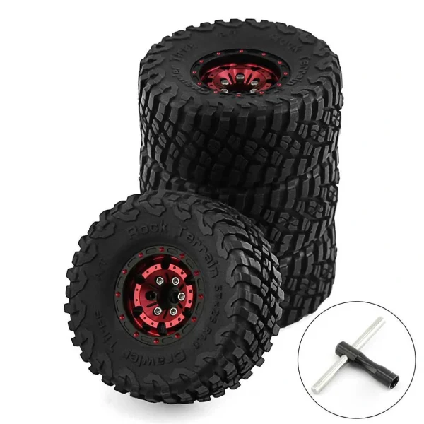 4pcs 1.0 inch Climbing Car Aluminum Alloy RC Car Wheel Tire for 1/18 TRX4M SCX24 FMS FCX18 FCX24 Furitek FX118 Off-road Parts - Image 2