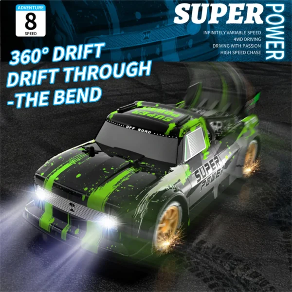 JJRC Q123YW 1/16 2.4G 4WD Drift Spray RC Car LED Light High Speed Racing 360  Drift On-Road Flat Short Course Vehicles Models RTR Toys - Image 4