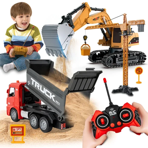 HJ Models 689-846A 1/22 27MHZ/49MHZ 6CH 3-IN-1 RC Car Excavator Dump Truck Tower Crane Vehicles Engineering 350 Rotation LED Lighting RTR Toys - Image 7