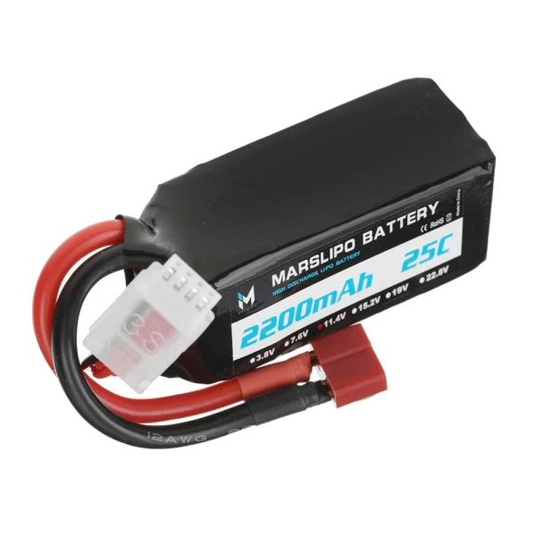 MARSLIPO 11.4V 2200mAh 25C 3S Lipo Battery T Plug with XT60 Adapter for RC Model Toys - Image 2