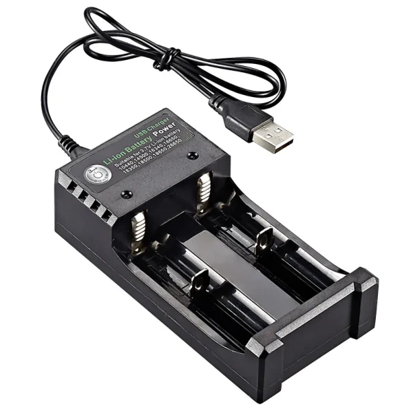 2 Slot 18650 Battery Charger CH2 USB DC 5V 1-2A Input DC 4.2V 1000mA Output for 3.7V Li-ion Battery 10440 14500 16340 16650 18350 18500 26650