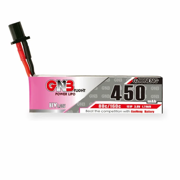GAONENG GNB 3.8V 450mAh 80C 1S 4.35V HV LiPo Battery GNB27 Plug for TINY7  Moblite7 Walksnail Whoop FPV Racing Drone - Image 3