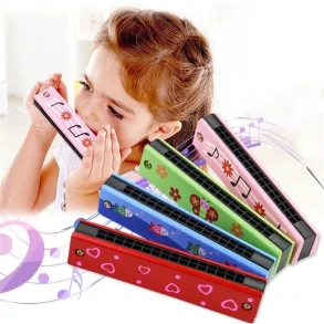 Wooden Harmonica for Kids Musical Instrument Toys Music Teaching Aid Puzzle Early Education