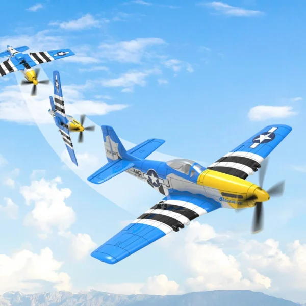 VolantexRC Mini Mustang P-51D V2 EPP 400mm Wingspan 2.4G 4CH 6-Axis Gyro One Key Aerobatics XPilot Stabilization System RC Airplane Trainer RTF Compatible DSM S-BUS Protocol for Beginner - Image 4