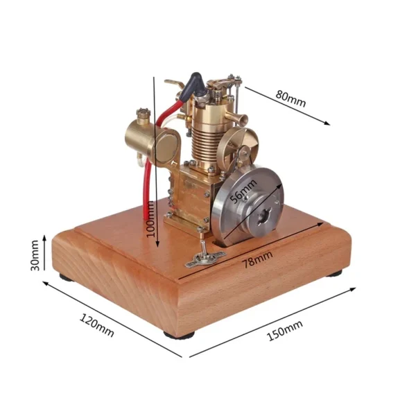 M16 1.6cc Mini Vertical Air-cooled Single-cylinder 4 Stroke Gasoline Hit Miss Complete Engine Model with Wooden Base - Image 4