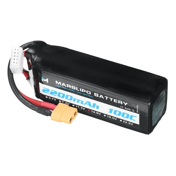 MARSLIPO 14.8V 2200mAh 100C 4S Lipo Battery XT60 Plug for RC Drones - Image 3