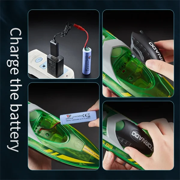 HXJRC HJ819 2.4G 4CH RC Boat High Speed LED Light Speedboat Waterproof 15km/h Electric Racing Vehicles Models Lakes Pools Remote Control Toys - Image 7