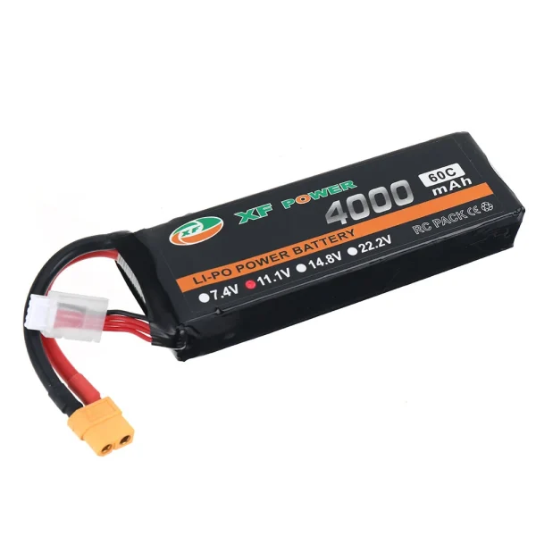 XF POWER 11.1V 4000mAh 60C 3S LiPo Battery XT60 Plug with T Deans Plug for RC Drone - Image 2