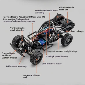 HBX 3100A UDR 1/16 2.4G 4WD 45km/h Brushelss RC Car Short Course Off-Road Desert Truck Gyro High Speed Vehicles Models LED Light Toys Hobbywing ESC Rear Straight Axle Oil Filled Shock