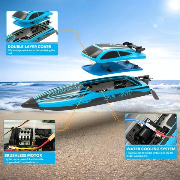 Volantexrc 797-5 SR40 2.4G 30mph RTR Brushless RC Boat Waterproof Auto Self Righting Reverse Water Cooling System Full Proportional High Speed Remote Control Ship Vehicles Models Toys - Image 8