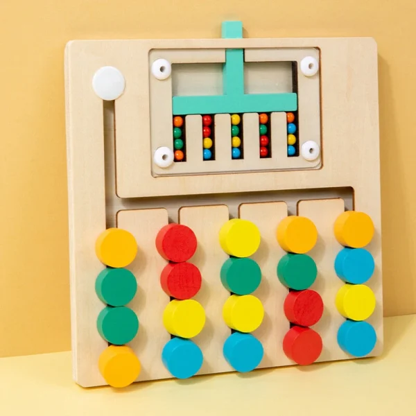 Montessori Cognitive Learning Toy for Kids Wooden Color Shape Toy Early Brain Stimulation Logical Enlightenment Hand-eye Coordination Thinking Educational Toy - Image 8