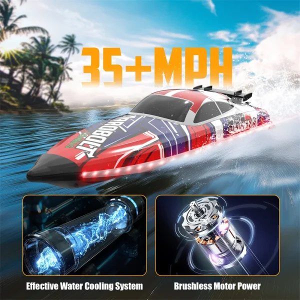 Volantexrc 797-6 SR40 2.4G 35mph RTR Brushless RC Boat Waterproof Auto Self Righting Reverse LED Light Water Cooling System Full Proportional High Speed Remote Control Ship Vehicles Models Toys - Image 3