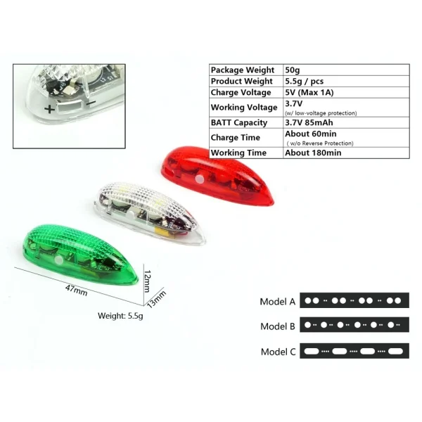 3 PCS Wireless LED Night Light Built-in Battery with Controller For RC Airplane - Image 5