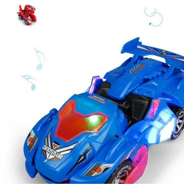Electric Transforming T-Rex Dinosaur Car with Light Sound Animal Diecast Model Toys - Image 5