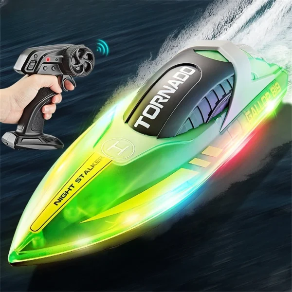 HXJRC HJ819 2.4G 4CH RC Boat High Speed LED Light Speedboat Waterproof 15km/h Electric Racing Vehicles Models Lakes Pools Remote Control Toys - Image 2