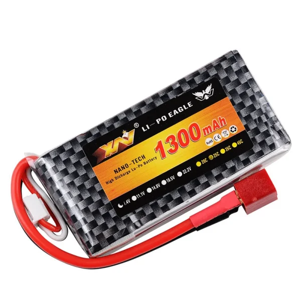 XW 1300mAh 7.4V 25C 2S LiPo Battery T/SM/JST/XT30/XT60 Plug for RC Drone - Image 2