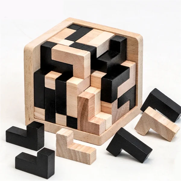 Wooden Cube Puzzle Letter 54T/54L Luban Locking Creative Educational Toy Brain IQ Mind Early Learning Game Gift Children - Image 2
