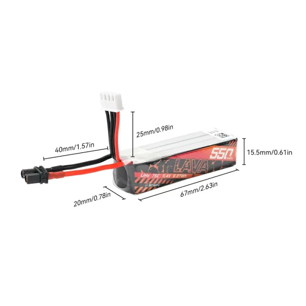 2PCS BETAFPV LAVA 2S/3S/4S 550mAh 75C Battery XT30 for Meteor85/Pavo Pico/Pavo20/Pico FPV Racing Drone - Image 4