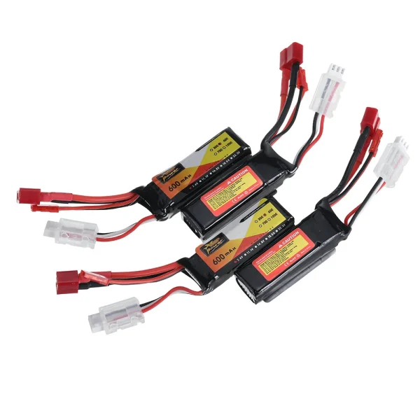 4PCS ZOP Power 7.4V 600mAh 60C 2S LiPo Battery JST + T Plug with B3 Charger XT30 Adapter Cable for RC Models - Image 3