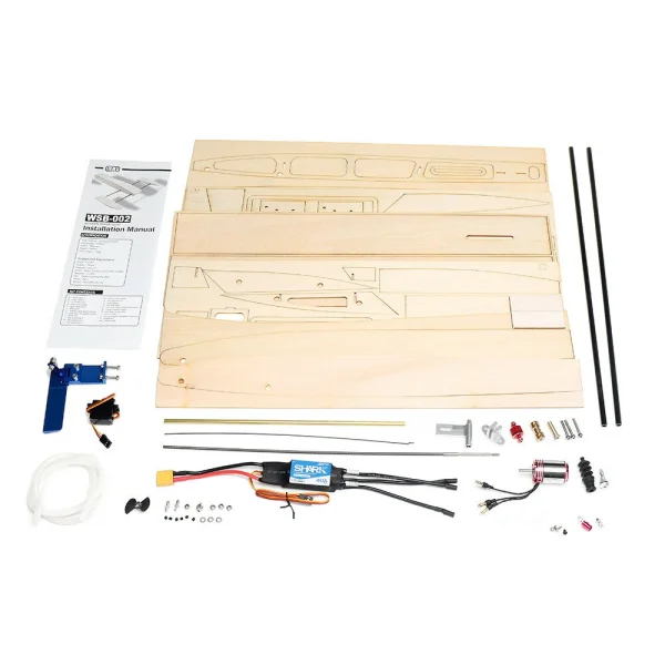 B061 B068 DIY RC Speed Boat Kit Wooden Sponson Outrigger Shrimp Model - Image 3
