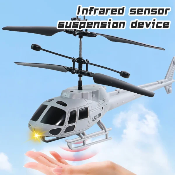 AS350 Simulation Black Wing Helicopter Induction Fighter Suspension Light Charging Drop-resistant Induction Remote Control Helicopter - Image 2