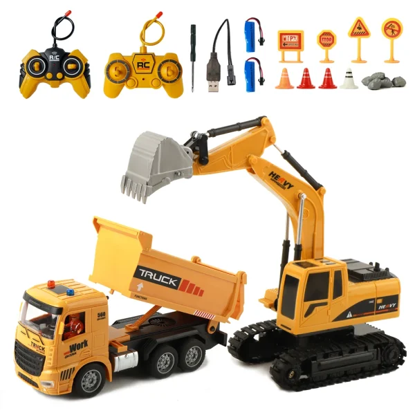 689-959A 1/20 2.4G 6CH RC Excavator+RC Dump Truck RTR for Children Toys