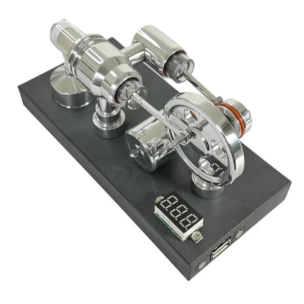 NikolaToy Mirror Polished Stirling Engine with Embedded Voltmeter USB Plug Unique Creative Desktop Ornaments Science Discovery Toys - Image 2