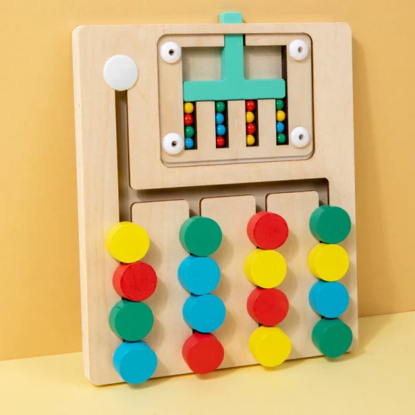 Montessori Cognitive Learning Toy for Kids Wooden Color Shape Toy Early Brain Stimulation Logical Enlightenment Hand-eye Coordination Thinking Educational Toy - Image 7
