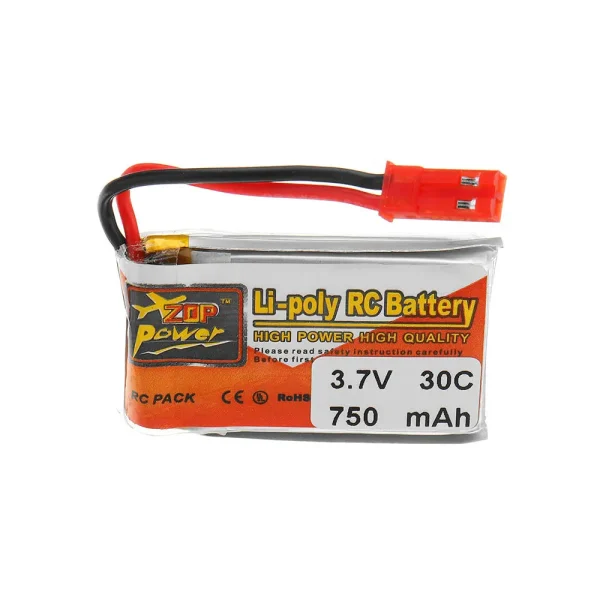 6Pcs ZOP POWER 3.7V 750mAH 30C 1S Lipo Battery JST Plug With Charger For RC Model - Image 2