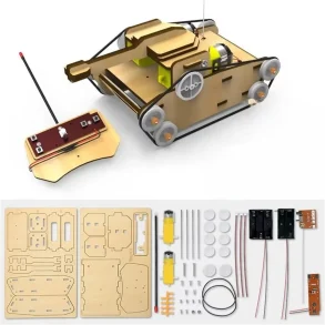 Wooden Remote Control Tank Assembly Kit DIY Set Children's Science Discovery Experiment Tools Toys