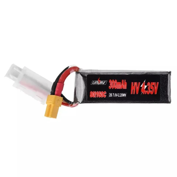 2Pcs URUAV 7.6V 300mAh 80C/160C 2S HV 4.35V Lipo Battery XT30 Plug for BETAFPV Whoop Quadcopter - Image 3