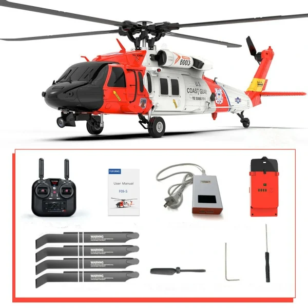 YXZNRC F09-S 2.4G 6CH 6-Axis Gyro GPS Optical Flow Positioning 5.8G FPV Camera Dual Brushless Motor 1:47 Scale Flybarless RC Helicopter RTF - Image 9