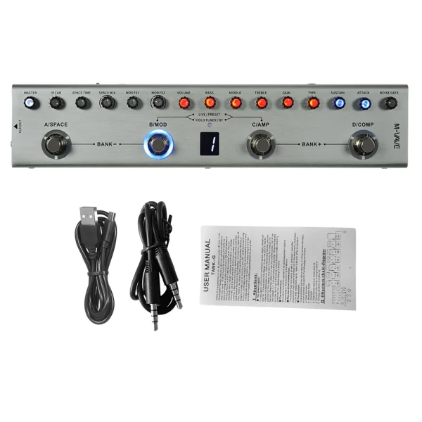 M-VAVE Guitar Effects Multi-effects Pedal 3 Band TANK-G/B Delay Reverb BT Connection Type C - Image 4