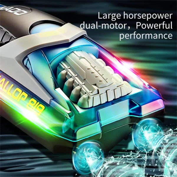 HXJRC HJ819 2.4G 4CH RC Boat High Speed LED Light Speedboat Waterproof 15km/h Electric Racing Vehicles Models Lakes Pools Remote Control Toys - Image 6