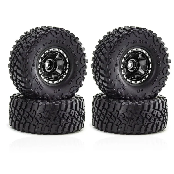4PCS 1.0 Inch Aluminum Alloy Blade Wheels Gravel Tires Spare Parts for SCX24 FMS24 TRX4M RC Climbing Car Vehicle Models Accessories - Image 2