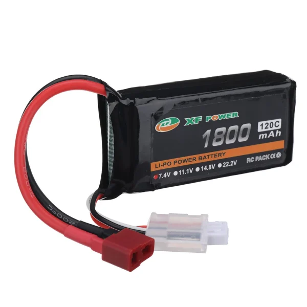 XF POWER 7.4V 1800mAh 120C 2S LiPo Battery T Deans Plug for RC Drone - Image 2