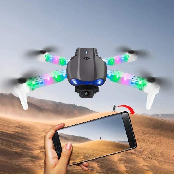 YLR/C E99D WiFi FPV with HD Dual Camera Lighting Arms Optical Flow Positioning Colorful LED Light Foldable RC Drone Quadcopter RTF - Image 3
