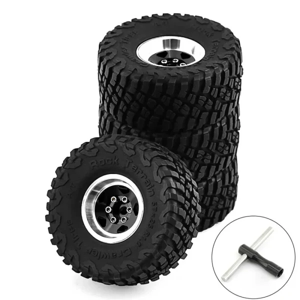 4pcs 1.0 inch Climbing Car Aluminum Alloy RC Car Wheel Tire for 1/18 TRX4M SCX24 FMS FCX18 FCX24 Furitek FX118 Off-road Parts - Image 3