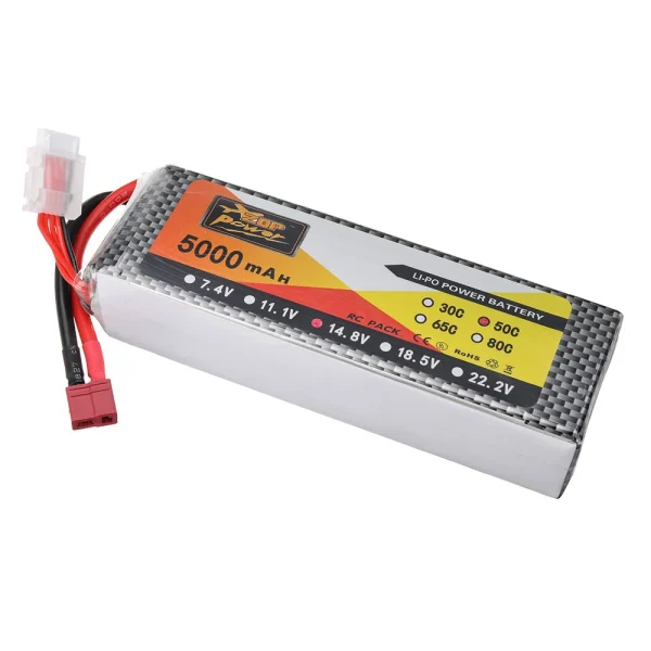 ZOP Power 14.8V 5000mAh 50C 4S LiPo Battery T Plug for RC Car - Image 3