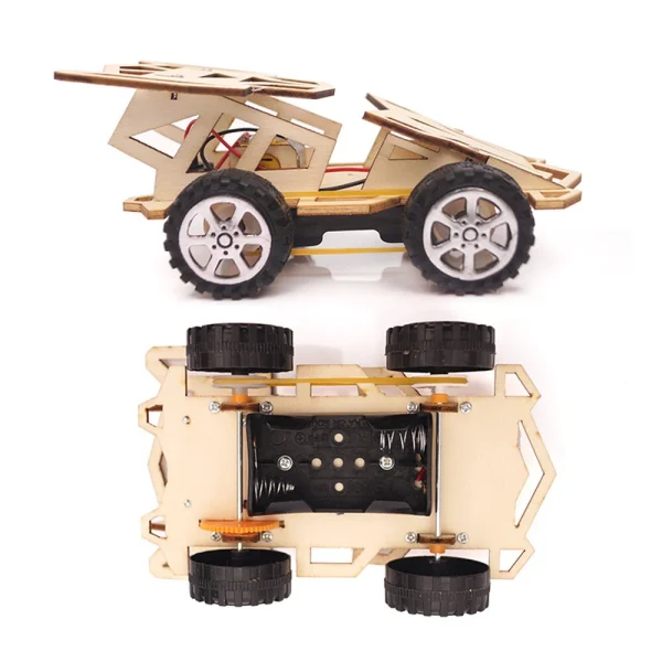 Wooden 4WD Racing Car Model Assembly Kit DIY Children's Science Experiment Education Puzzle Toy Student Technology Small Production - Image 2