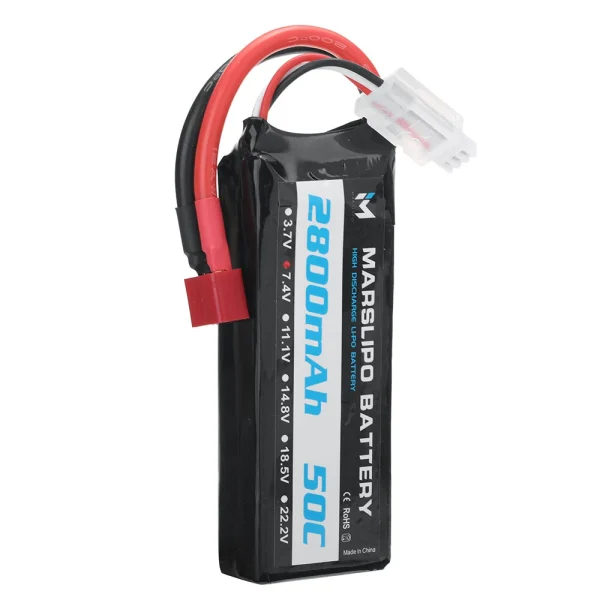 MARSLIPO 7.4V 2800mAh 50C 2S Lipo Battery T Plug for RC Car - Image 5