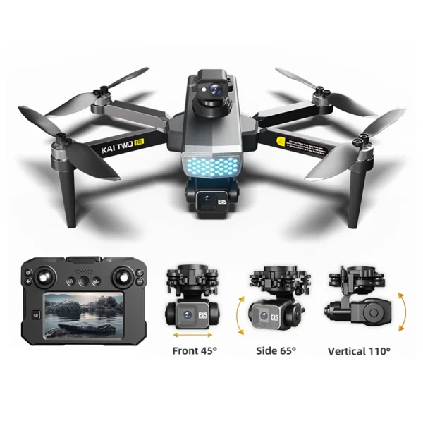 XKJ KAI TWO 249g GPS 5G WiFi FPV with 4K ESC HD Dual Camera 3-Axis Mechanical Gimbal 5.6" Touchable LCD Screen Controller 360 Obstacle Avoidance Brushless Foldable RC Drone Quadcopter RTF - Image 4