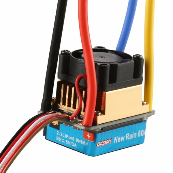 Waterproof Brushed ESC 60A 3S with Fan 5V 3A BEC T-Plug for 1/10 RC Car Vehicles Model Parts - Image 4