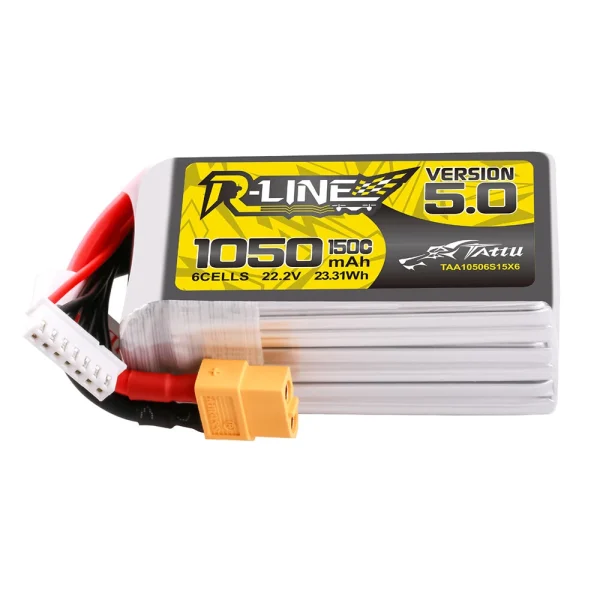 TATTU R-LINE V5.0 22.2V 1050mAh 150C 6S1P LiPo Battery XT60 Plug for RC Drone