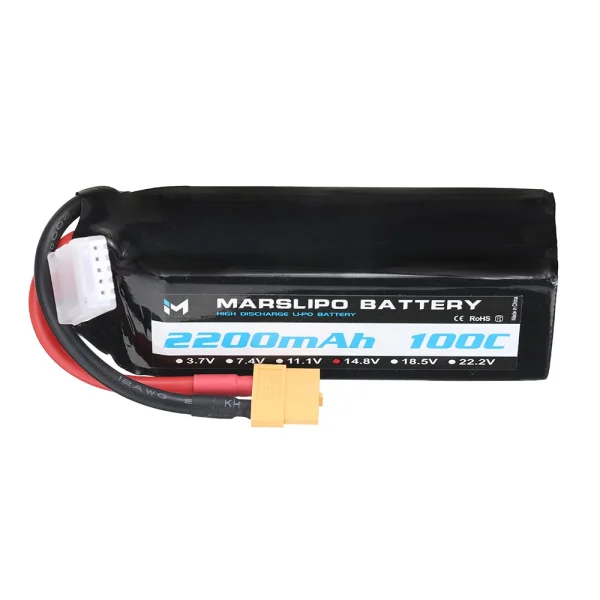 MARSLIPO 14.8V 2200mAh 100C 4S Lipo Battery XT60 Plug for RC Drones