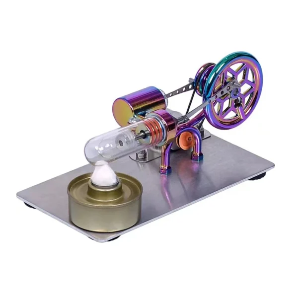 K211 Golden/Colorful Metal Hot Air Stirling Engine Model with Bulb Physics Experiment Science Discovery Production Invention Desktop Decorations Collection Toys - Image 7