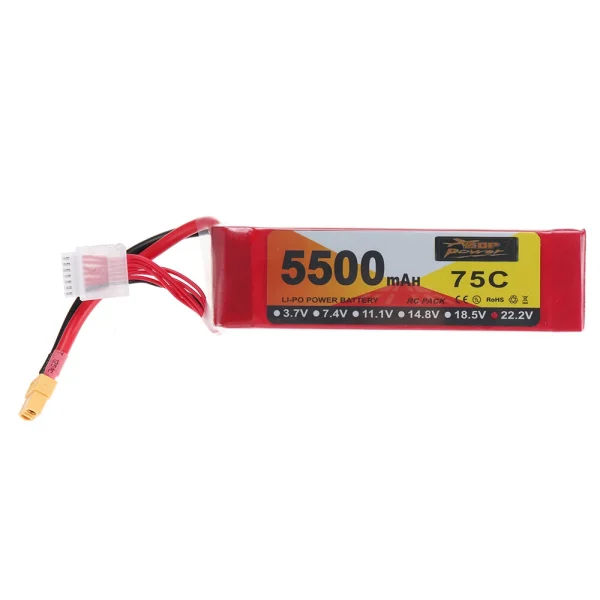 ZOP Power 22.2V 5500mAh 75C 6S LiPo Battery XT60 Plug for RC Drone - Image 7