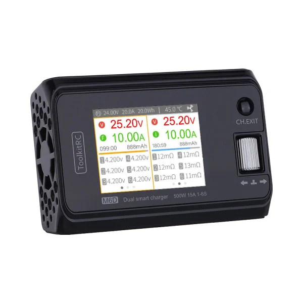 ToolkitRC M6D 500W 15A High Power DC Dual Smart Charger Discharger for 1-6S Lipo LiHV Lion NiMh Pb Battery