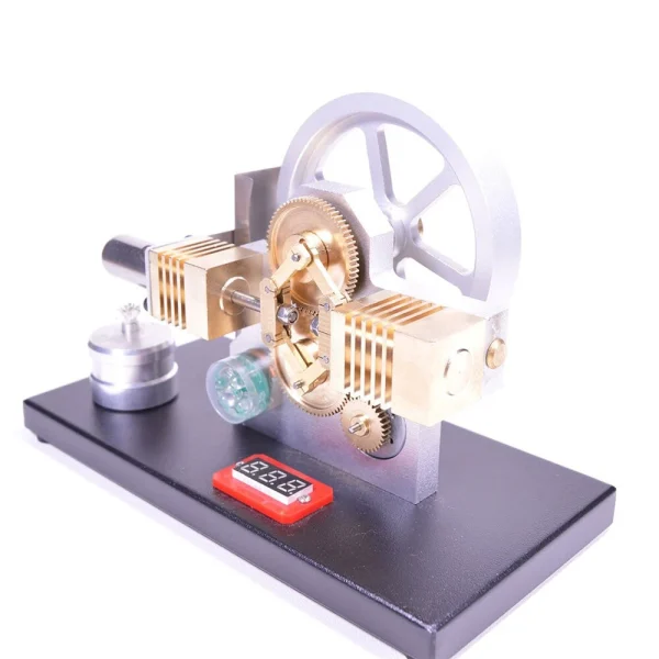 Enjomor Horizontal Gear Drive Hot Air Stirling Engine LED Electricity Generator Model with Voltmeter - Image 2