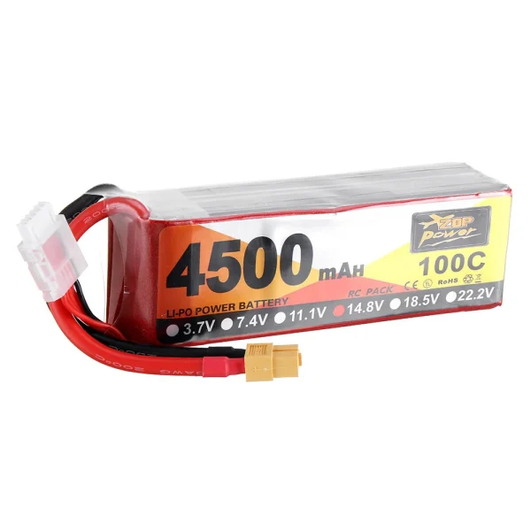 ZOP Power 14.8V 4500mAh 100C 4S Lipo Battery XT60 Plug for FPV RC Drone - Image 2